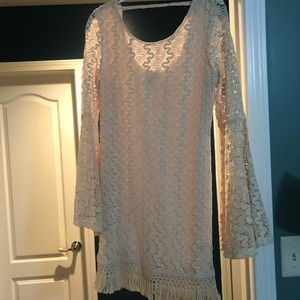 Crocheted dress with bell sleeves